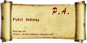 Pohl Adony névjegykártya
